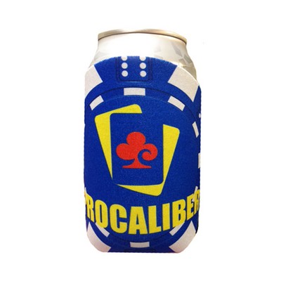 Premium Full Color Dye Sublimation Collapsible Foam Poker Chip Blue Coolie