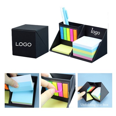Foldable Sticky Note Box With Pen Holder