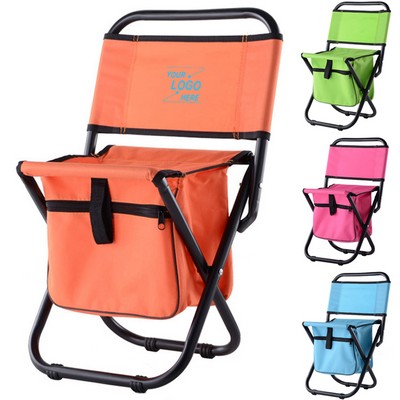 Portable Folding Camping Chair w/Insulated Cooler Bag