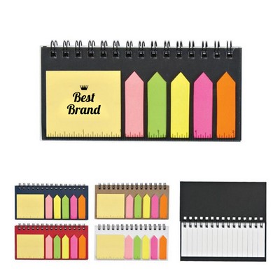 Coil Bound Ruler and Sticky Note Pad Magnetic Index Stickers