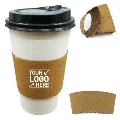 Disposable Corrugated Kraft Paper Coffee Cup Sleeves - Triple-Layer Insulated Protective Hot Drink