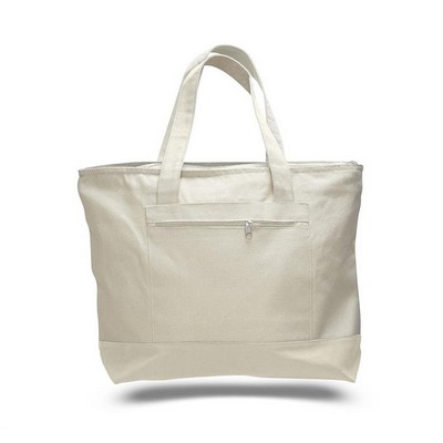Canvas Zipper Tote Bag (with Color Handles)