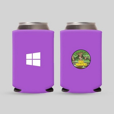 Neoprene Can Coolers Full Color Print with Solid Color Background 12 Oz