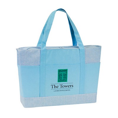 Two-Tone Jute & Canvas Tote Bag
