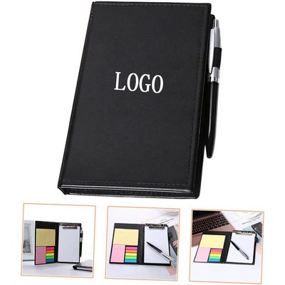 PU Leather Clipboard with Sticky Notes Self-Stick Notepad