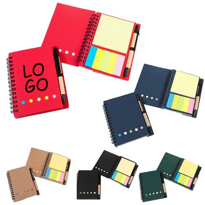 Spiral Notebook With Sticky Notes And Flags