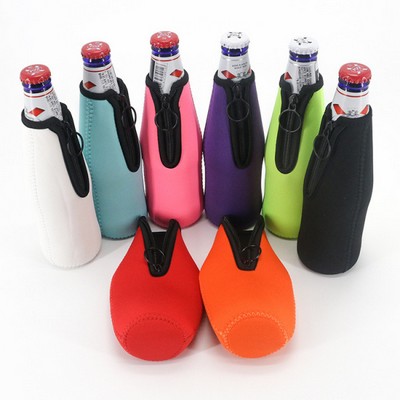 Neoprene Zippered Beer Bottle Cooler